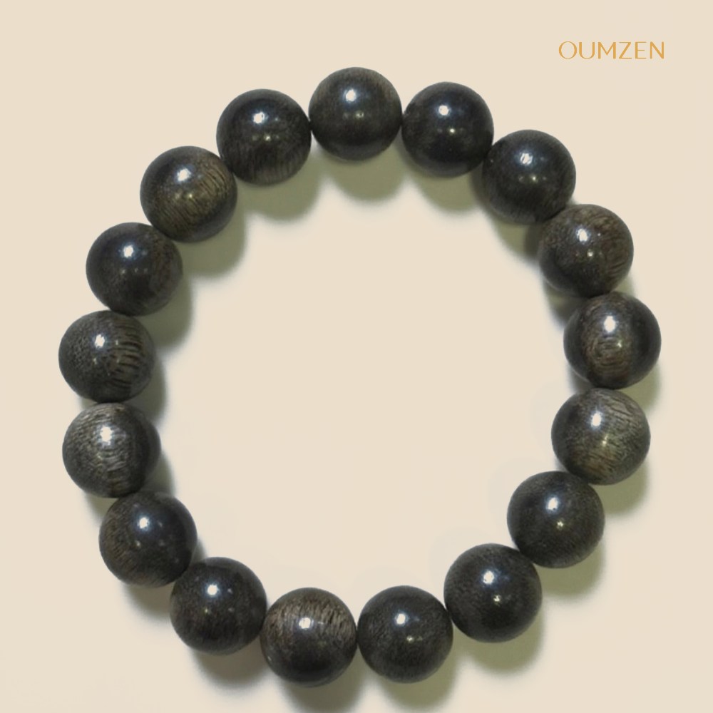 12mm沉香黑油素圈手串